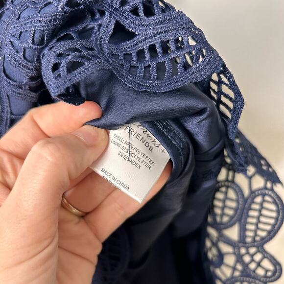 Lovers + Friends Navy Caspian Dress Women’s XS Sleeveless Mini Lace Whimsigoth - Picture 8 of 9